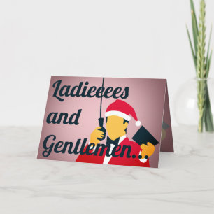 Funny boxing ring announcer holiday card