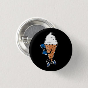 Funny Boxing Sports Ice Cream Cone Cartoon 3 Cm Round Badge