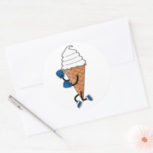 Funny Boxing Sports Ice Cream Cone Cartoon Classic Round Sticker