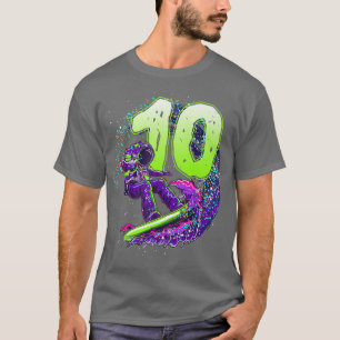Funny Boy 10th Birthday Astronaut Outer Space Surf T-Shirt