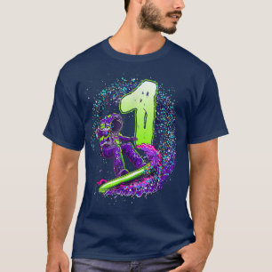 Funny Boy 1st Birthday Astronaut Outer Space Surfe T-Shirt