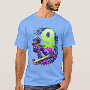 Funny Boy 9th Birthday Astronaut Outer Space Surfe T-Shirt
