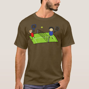 Funny Boy And Girl Playing Tennis On A Tennis Fiel T-Shirt