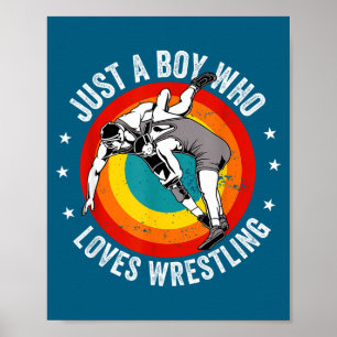 Funny Boy Loves Wrestling Funny Wrestler Poster