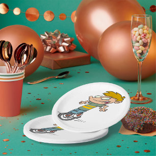 Funny Boy Riding Unicycle Paper Plate