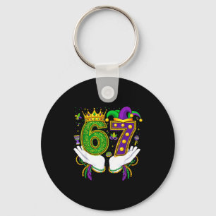 Funny Boys 67 Mardi Gras Six Seven Key Ring