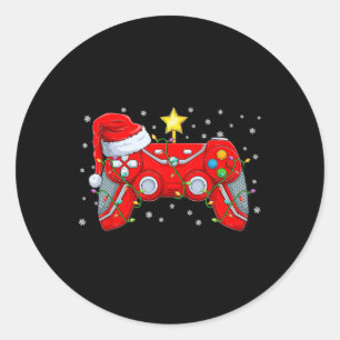 Funny Boys Christmas Shirts Video Game Santa Hat G Classic Round Sticker