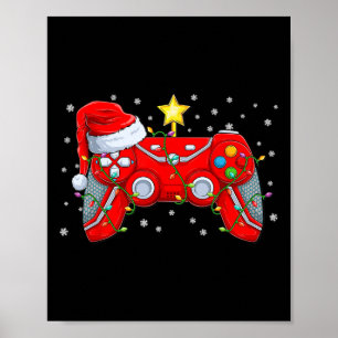 Funny Boys Christmas Shirts Video Game Santa Hat G Poster