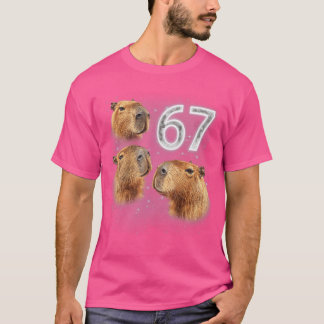 Funny Boys Girls 67 Meme Capybara Howling at The M T-Shirt