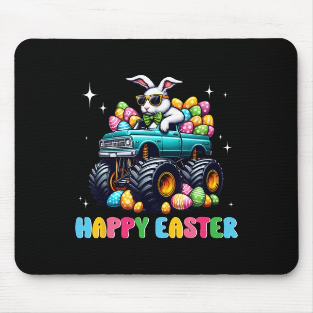 Funny Boys Happy Easter Monster Truck Easter Eggs  Mouse Pad (Front)