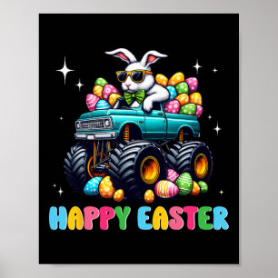 Funny Boys Happy Easter Monster Truck Easter Eggs  Poster