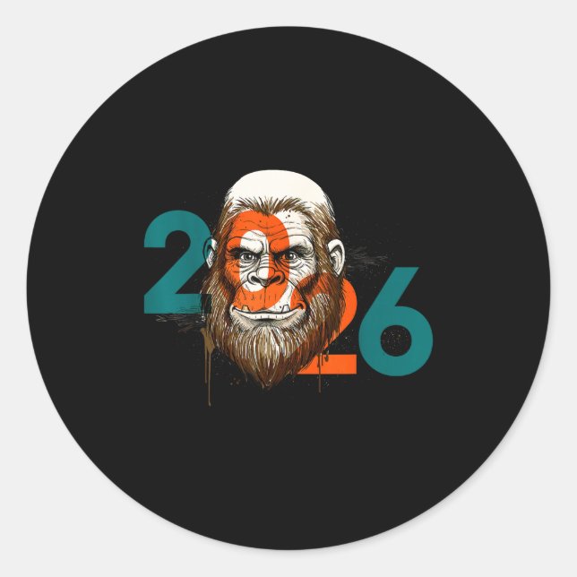 Funny Boys Nye Outfit, Mens Fireworks Bigfoot Happ Classic Round Sticker (Front)