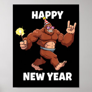 Funny Boys Nye Outfit, Mens Fireworks Bigfoot Happ Poster