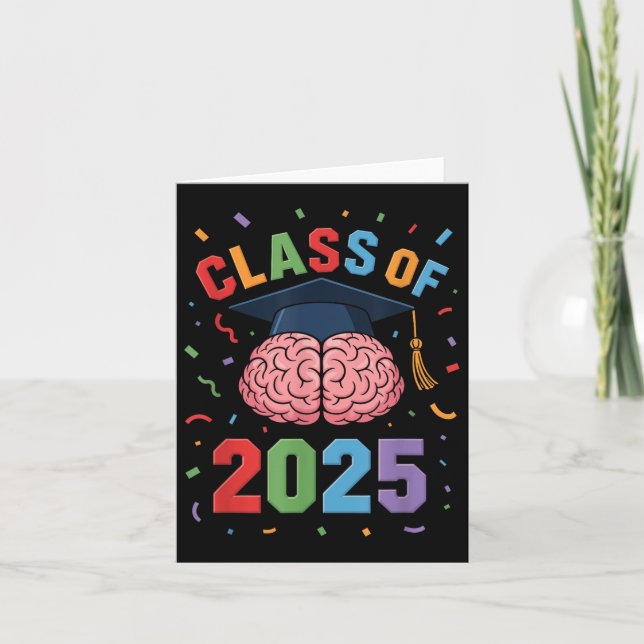 Funny Brain Graduation Cl Of 2025 Grad  Card (Front)