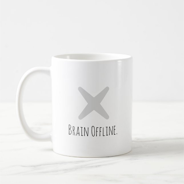 Funny "Brain Offline" Modern Typography Introvert  Coffee Mug (Left)