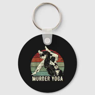 Funny Brazilian Jiu Jitsu BJJ Murder Yoga Retro Key Ring