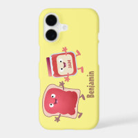 Funny bread and jam cartoon characters