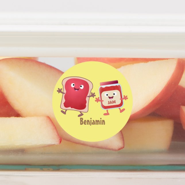 Funny bread and jam cartoon characters (Affixed)