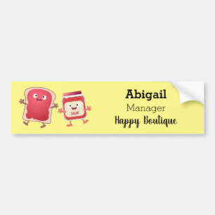 Funny bread and jam cartoon characters bumper sticker
