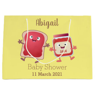 Funny bread and jam cartoon characters large gift bag