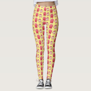 Funny bread and jam cartoon characters  leggings