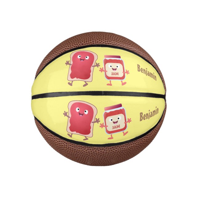 Funny bread and jam cartoon characters mini basketball (Front)
