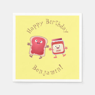 Funny bread and jam cartoon characters napkin