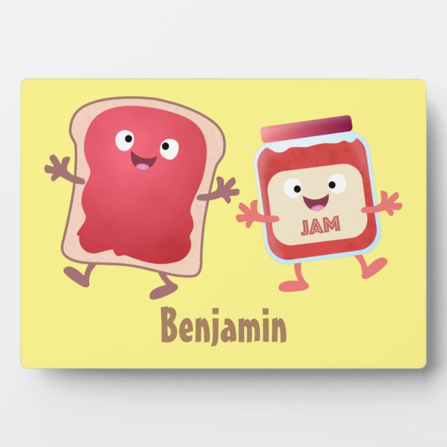 Funny bread and jam cartoon characters plaque (Front)