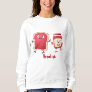 Funny bread and jam cartoon characters sweatshirt