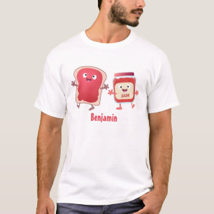 Funny bread and jam cartoon characters T-Shirt