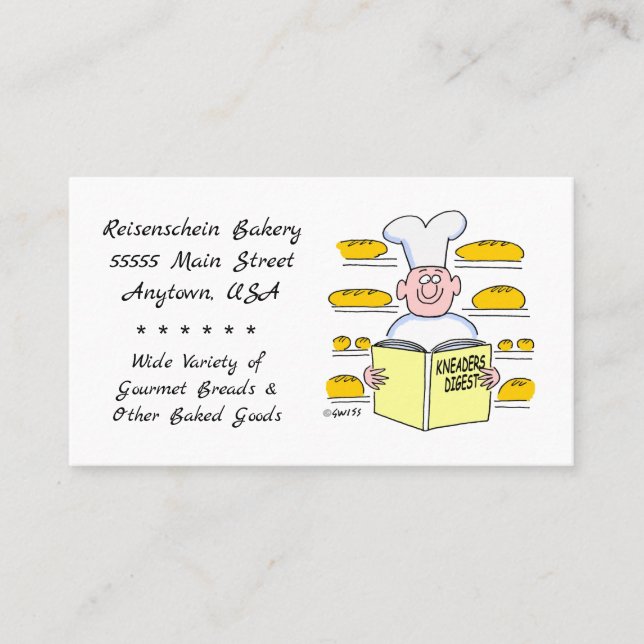 Funny Bread Baker Cartoon Bakery Business Card (Front)