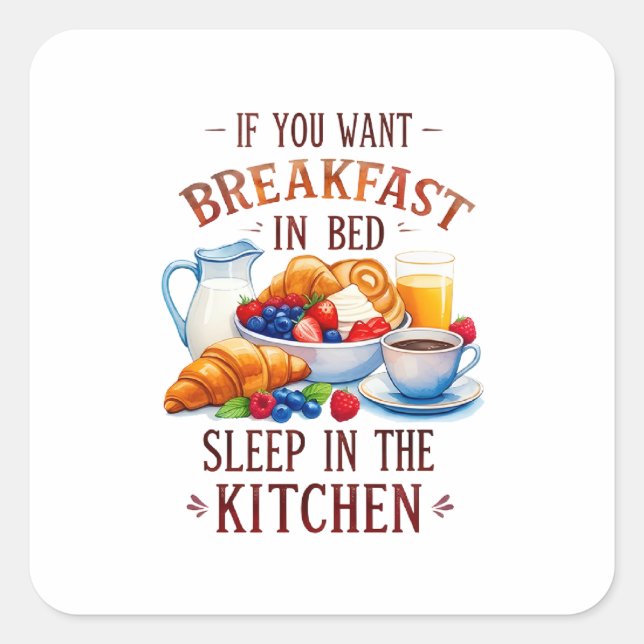Funny Breakfast Food Design Square Sticker (Front)