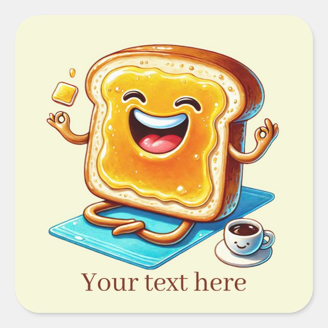 Funny Breakfast toast add text Square Sticker (Front)
