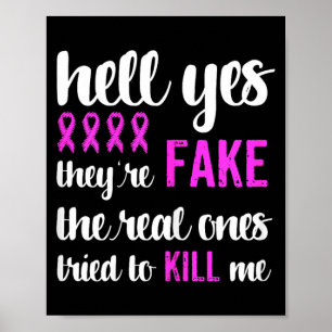 Funny Breast Cancer Awareness Pink Ribbon Fake Poster