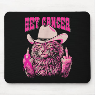 Funny Breast Cancer Awareness Western Pink Cat Wom Mouse Pad