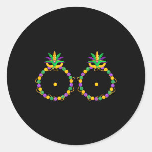 Funny Breast With Beads Nola Mardi Gras Fat Tuesda Classic Round Sticker