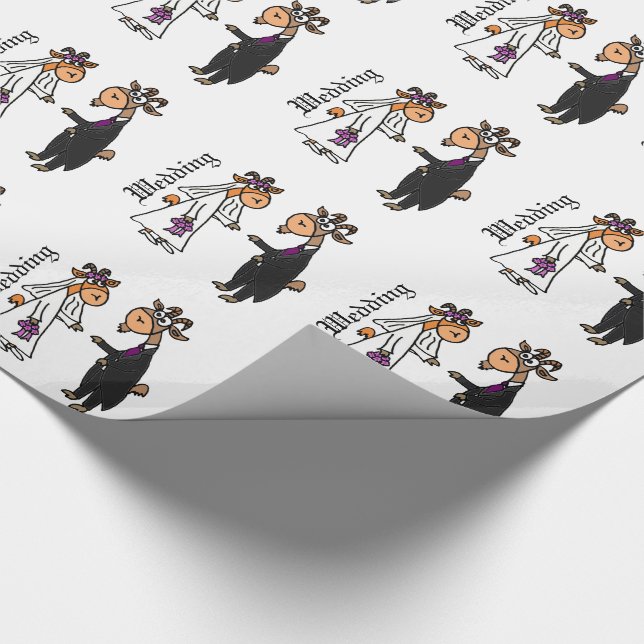 Funny Bride and Groom Goat Wedding Wrapping Paper (Corner)