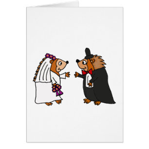 Funny Bride and Groom Hedgehog Wedding Art
