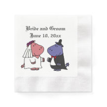 Funny Bride and Groom Hippo Wedding Cartoon