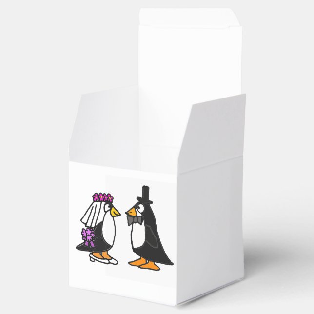 Funny Bride and Groom Penguin Favour Box (Opened)