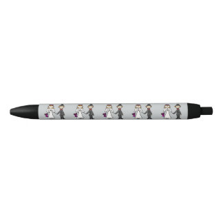 Funny Bride and Groom Wedding Cartoon Black Ink Pen