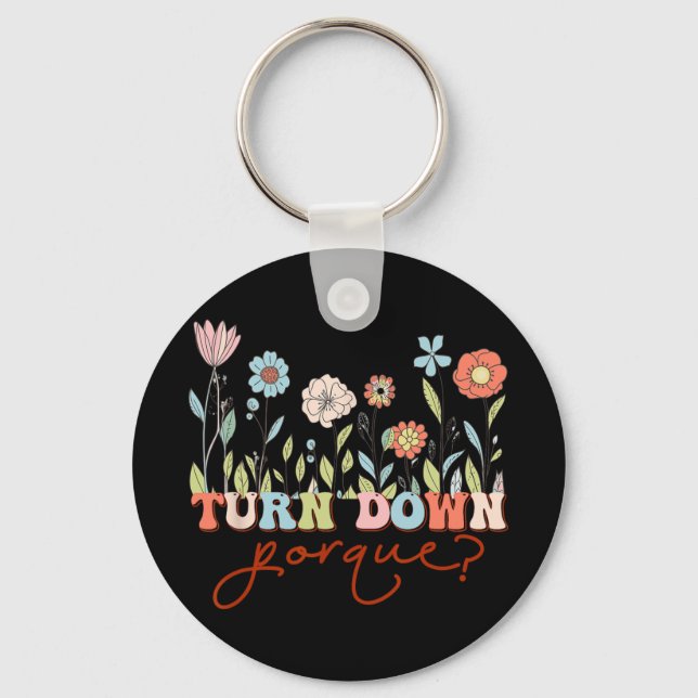 Funny Bride Bachelorette Party Bride Floral Turn D Key Ring (Front)