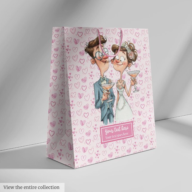 Funny Bride Groom Gift Bag Quirky Cartoon Style (Funny Bride Groom Gift Bag Quirky Cartoon Style)
