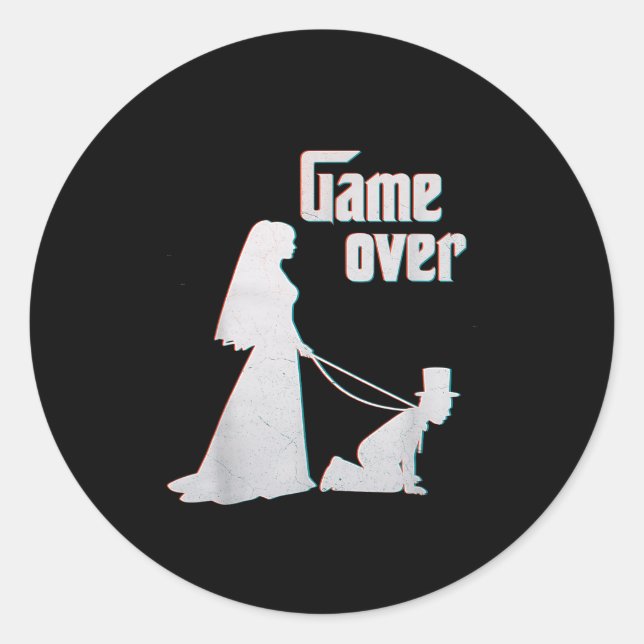 Funny Bride Groom Wedding Bachelor Bachelorette Ga Classic Round Sticker (Front)