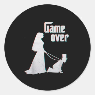 Funny Bride Groom Wedding Bachelor Bachelorette Ga Classic Round Sticker