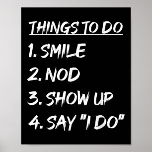 Funny Bride Groom Wedding Engagement To Do List Poster