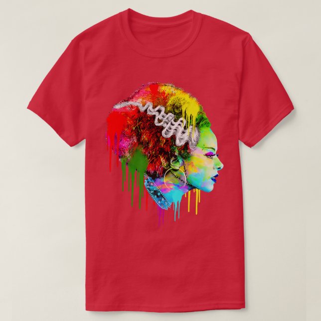 Funny Bride Halloween, Colourful Modern Bride  T-Shirt (Design Front)