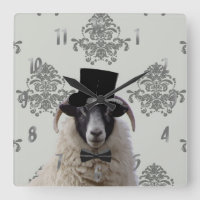 Funny bridegroom sheep in top hat