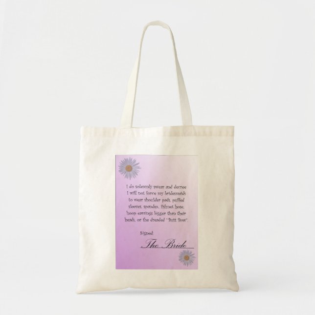 Funny Bridesmaid Contract Tote Bag (Front)