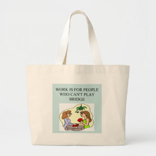 funny bridge player joke design large tote bag